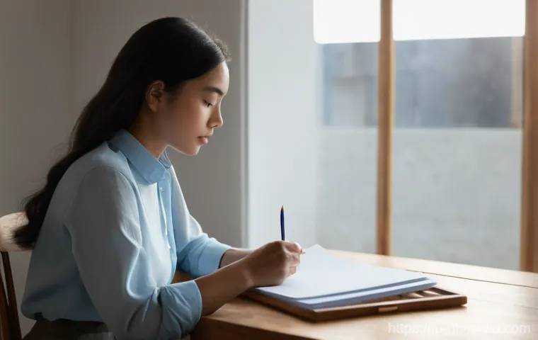 제약 기반 창의성의 성공적 적용 사례 분석 - **Prompt:** A young woman, dressed in a simple yet elegant long-sleeved shirt and trousers, sits at ...
