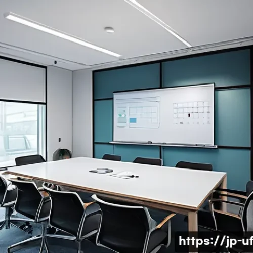 제약 기반 창의성을 활용하여 인사이트 도출하기 - A modern Japanese office meeting room with a diverse team brainstorming under clear constraints, suc...