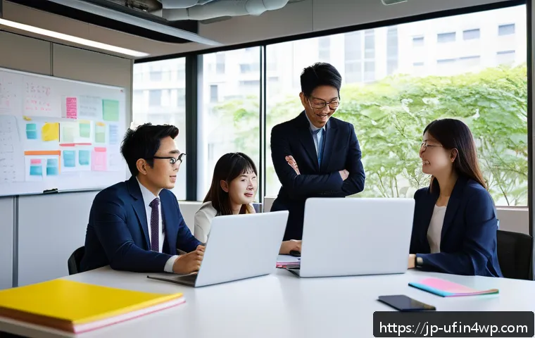 제약 기반 창의성을 위한 멘토링 방법 - A modern Japanese office scene with a diverse team collaborating under creative constraints, featuri...